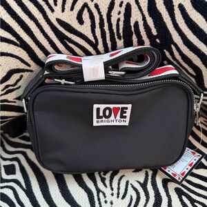 Brighton Black Belt Bag with Red Accents